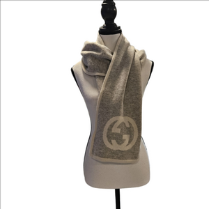 EUC Gucci Cashmere Gray and Cream Scarf